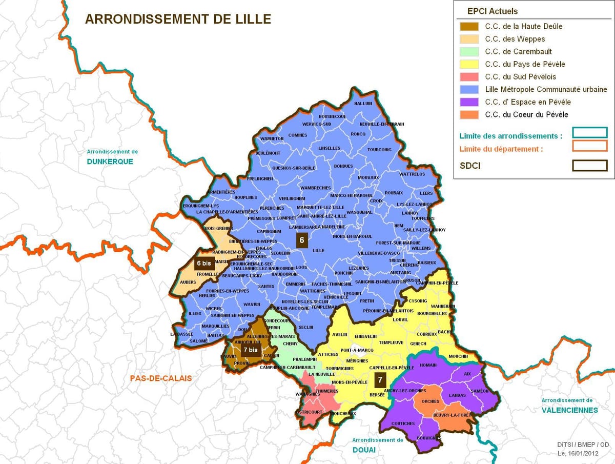 карта на Лил arrondissement